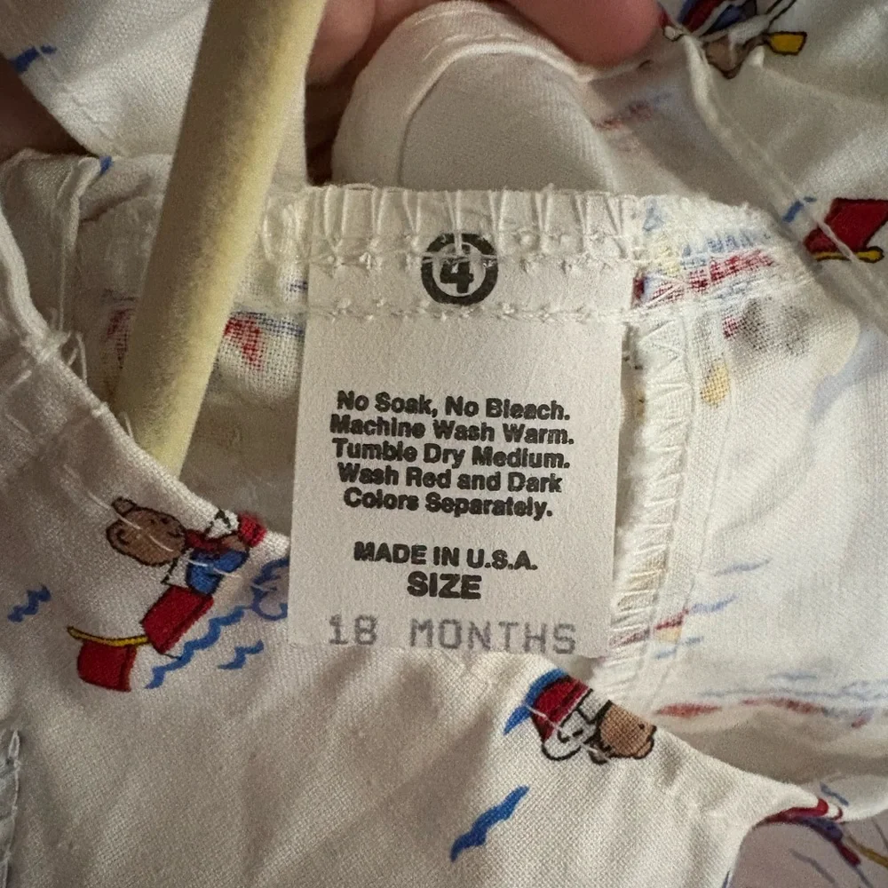 OshKosh B'gosh White Overalls with Red and Blue Boat Print